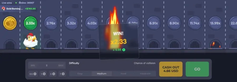 Chicken cross the road game gambling